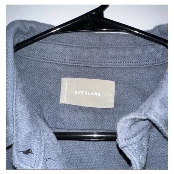Everlane Men's L Heavyweight Overshirt Shacket Slate Blue Long Sleeve Button Up - Picture 8 of 8